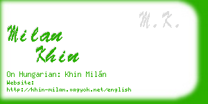 milan khin business card